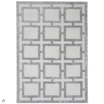 Katherine Carnaby Eaton Modern Designer Geometric Super-Soft Hand-Woven High-Density Textured Silky Metallic Shimmer Viscose Flatweave Silver Rug-Asiatic Carpets-Rug Love - The Most Loved Rug Store